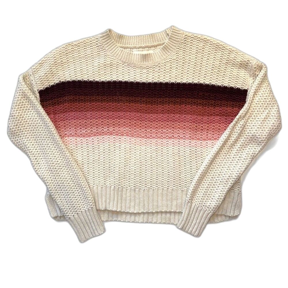 Aeropostale Ombre Striped Knit Cropped Sweater Womens Small Pink White Y2K EUC